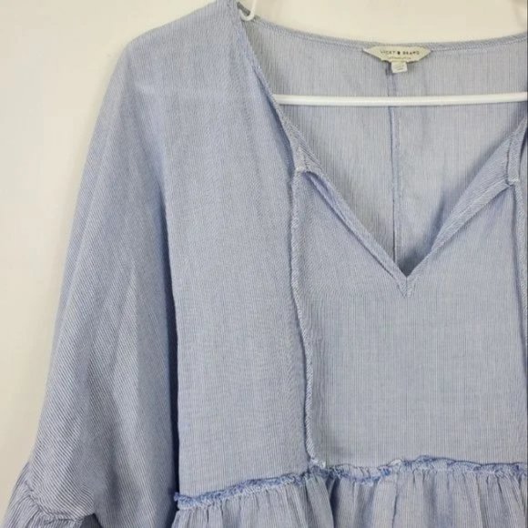 Lucky Brand Baby Doll Blouse Womens Size XL Balloon Sleeve Tiered Boxy Boho - Picture 4 of 4